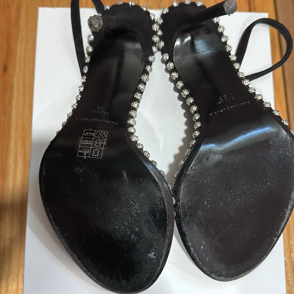 ALEXANDER WANG NOVA CRYSTAL BLACK HEELS Studded Slingback Sandals - Picture 8 of 9